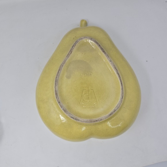 Vintage Pfaltzgraft Pottery Pear Chip Dip Bowl  Divided Speckled Yellow MCM - Picture 6 of 11